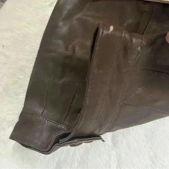 Vintage 70s Brown Leather Pencil Skirt EU 36 XXS - Picture 9 of 14